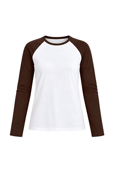 Laluvia Brown Double Color Long Sleeve T-Shirt - 5209