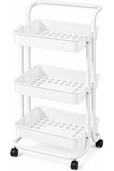 Generic 3-Tier Rolling Storage Cart, Utility Trolley with Wheels and Storage ...