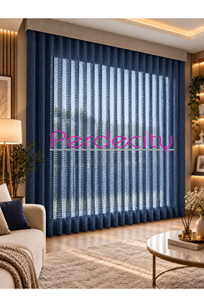 PERDECITY Luxury Net Dark Blue Tulle Curtain, Modern and Aesthetically Pleasi...