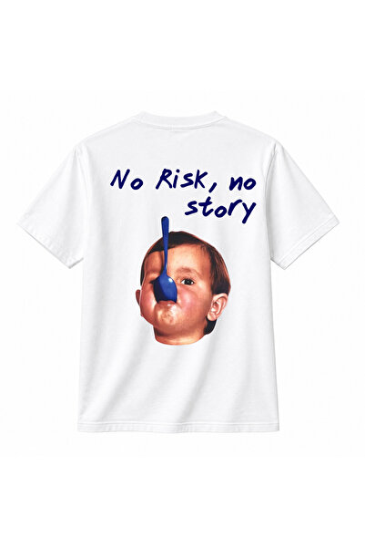 barsdepo Tricou imprimat NO RISK NE STORY, unisex, 100% bumbac (cu cadou surp...