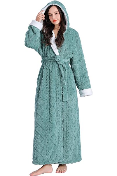 AZONEE Women’s Hooded Fleece Robe, Plush Warm Winter Bathrobe for Women, Soft...