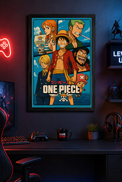 Charmbi Poster înrămat din lemn negru GTA One Piece, imprimare digitală premi...