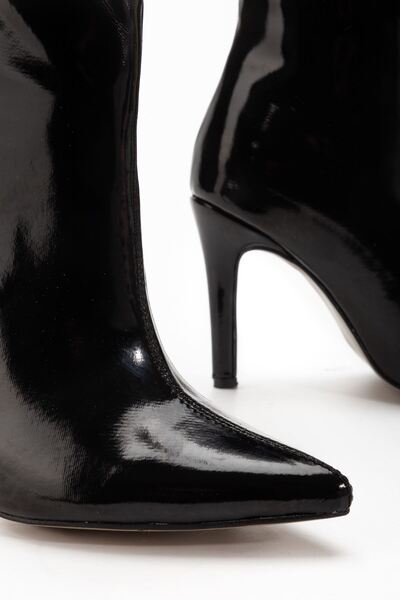Zerenyus Zri̇nx-2004 Premium Black Patent Leather Pointed Toe Thin Heeled Wom...