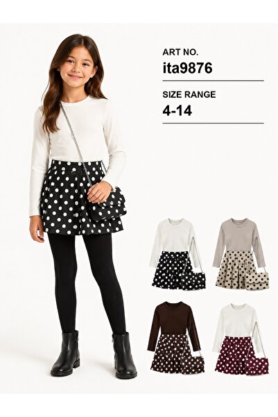 SETTY KOOP Girls’ Polka-Dot Dress with Contrast Design