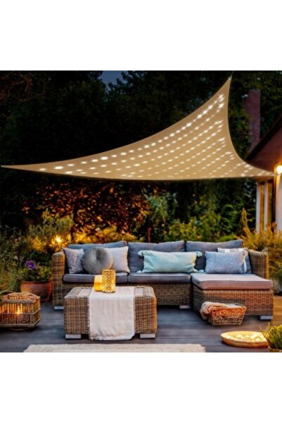 Home Parasolar textil cu ghirlandă, 140 de lumini LED încorporate, solar, 3x3...