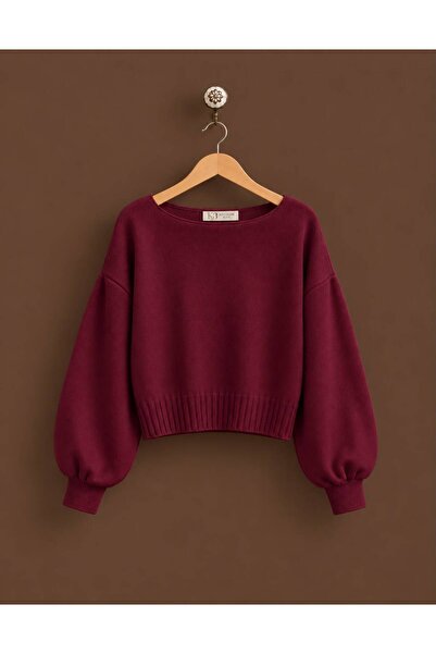 KÜÇÜĞÜM BUTİK Pulover burgundy cu decolteu bărcuță