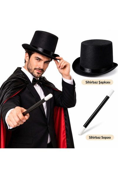 Eldenör Adult Magician Hat and Moving Magic Wand Set