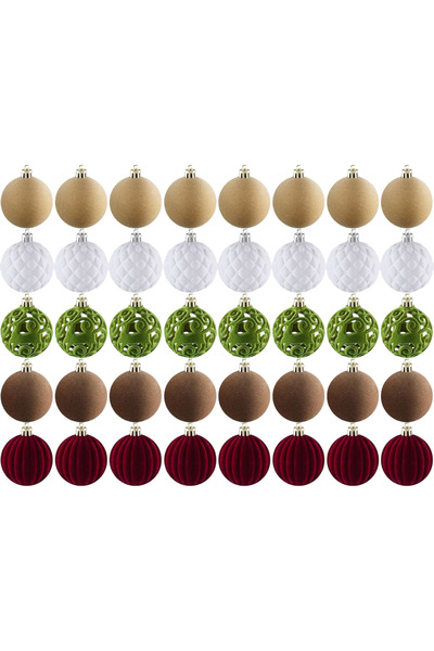 OtherMax Globuri de Crăciun Decorative Festive Catifelate 40 Bucăți 6 cm — or...