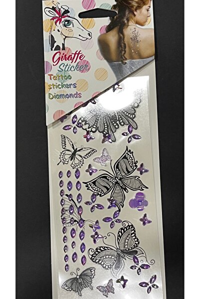 Next Plus Tatuaj detașabil cu stele mov și fluturi + autocolant tridimensiona...