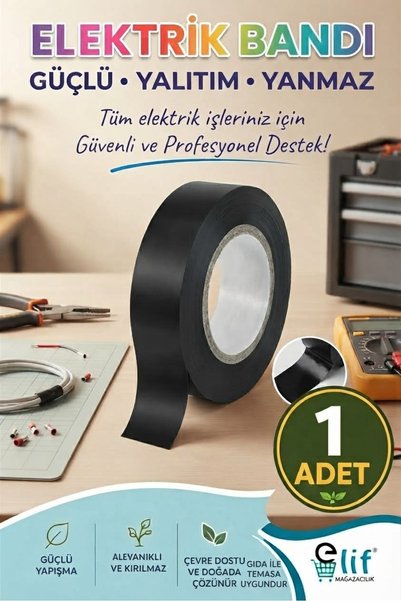Elif mağazacılık 1 Adet Siyah Elektrik İzolasyon Bandı Kablo Bandı Pvc İzole ...