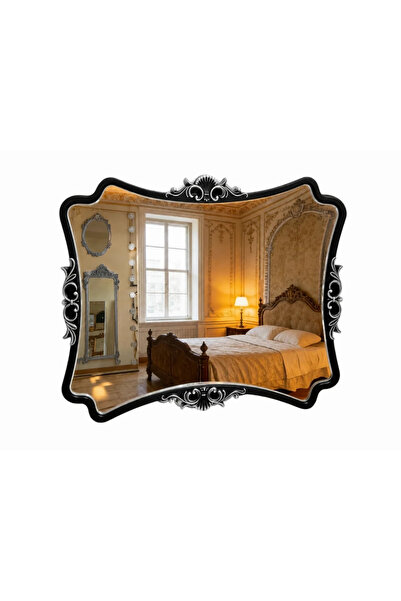 Mobatelier Oglindă decorativă de perete, ramă negru-argintiu antichizată, 60x...