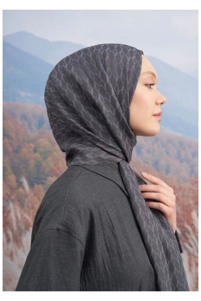 ARMANDA Cotton Monogram a Pattern Shawl Smoked