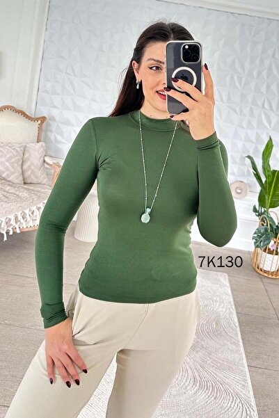 İnce Topuk Half Fisherman Viscose Combed Cotton Blouse 7K130