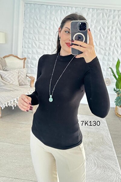İnce Topuk Half Fisherman Viscose Combed Cotton Blouse 7K130