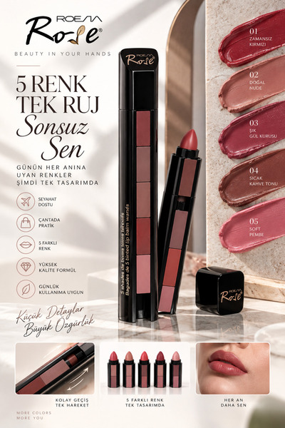 Genel Markalar Matruşka Kalem Model 5 Renkli Ruj Seti Tinted Lip Balm Wand