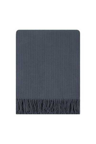 Cozy Blankets Pătură din 100% bumbac, gri, 140 × 200 cm, cu franjuri
