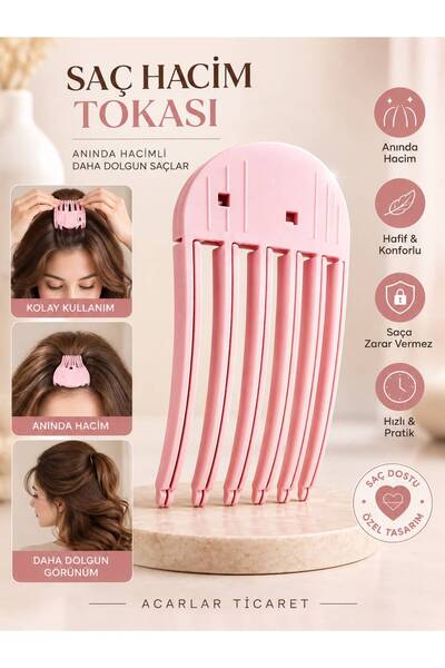 Acarlar Ticaret Büyük Boy Sihirli Saç Hacim Veren Klips Aparatı 6 Dişli / Hai...