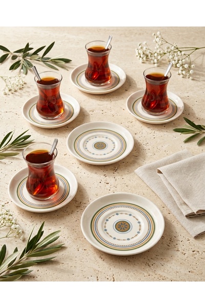 Tezyinat Wood Minel 6-Piece Porcelain Tea Plate Set