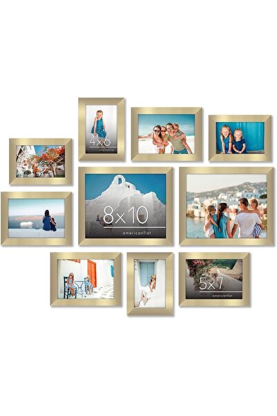 Americanflat مجموعة من 10 إطارات صور مع زجاج مقاوم للكسر - طقم إطارات جدارية ...