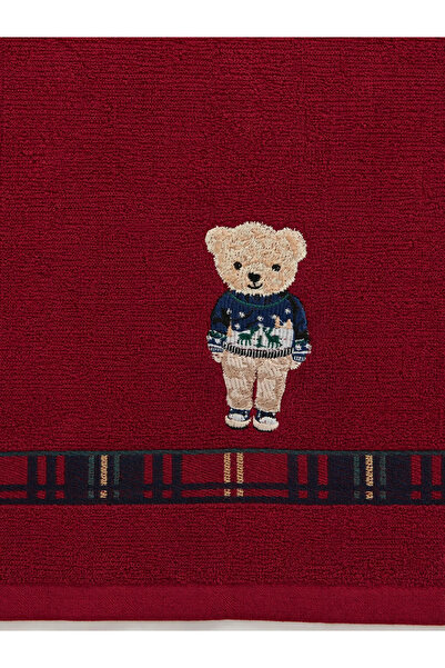LC Waikiki Lcw Home Red Bear Teddy Embroidered Face Towel 50X80