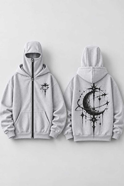 LOTS MODA Snow Masked Ninja Unisex Sweatshirt Cardigan 2Strands Thick Fleece