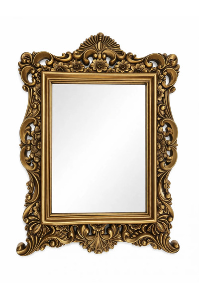 Mobatelier Oglindă decorativă de perete, ramă aurie antichizată, 64 × 84 cm