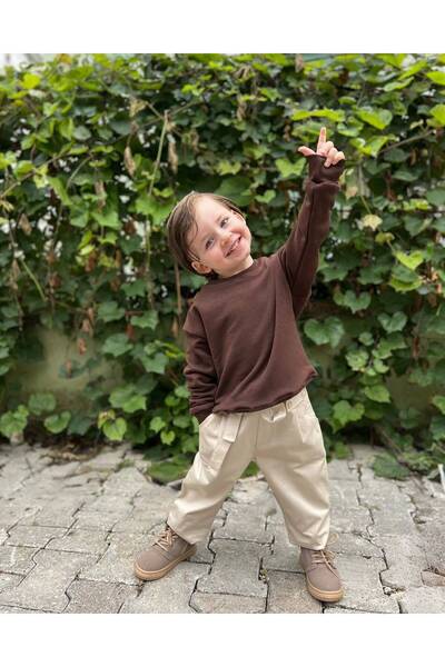 favorimkids Brown Sweat & Cream Pants 2-Piece Boys' Set