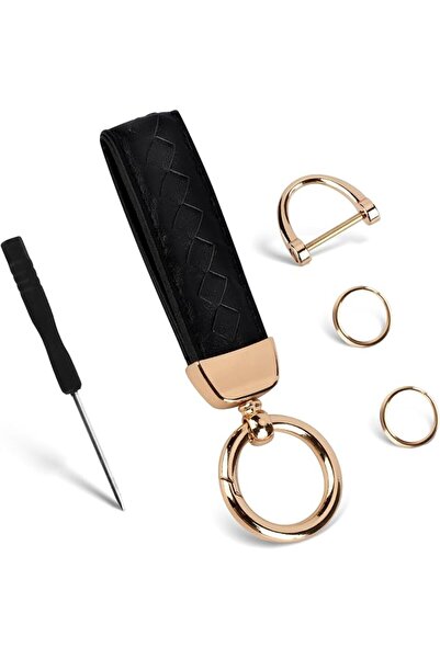 ASKIND Genuine Leather Car Keychain, Handmade Knit Sheepskin Key chains for W...