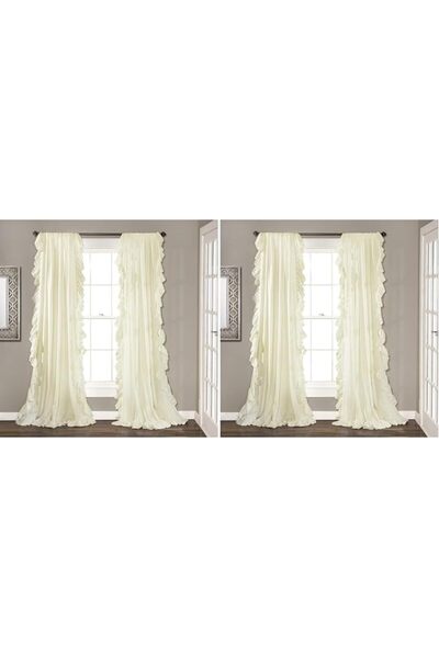Lush Decor مجموعة ستائر رينا المزخرفة، زوج، 54 بوصة عرض × 63 بوصة طول، أبيض -...