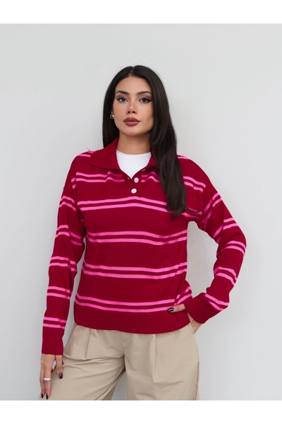ESRAHELVACI Striped Button Detail Knitwear Sweater