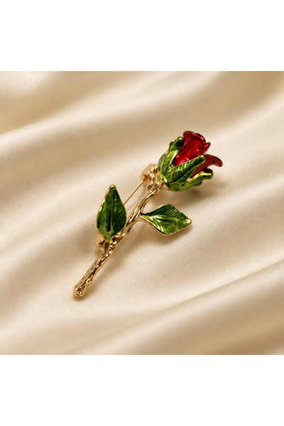 Genel Markalar Kırmızı Gül broş 4.5 cm