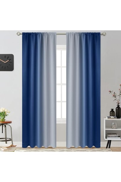 Yakamok Blackout Curtains for Livingroom - Wave Line with Dots Gold Print Des...