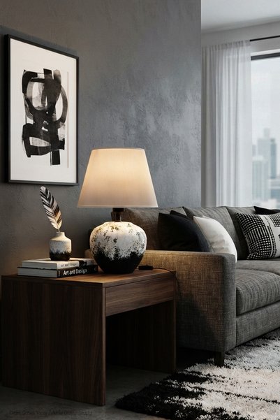 manogrup Roza Abajur-Seramik Gövdeli Modern Masa Lambası- Dekoratif Salon ve ...
