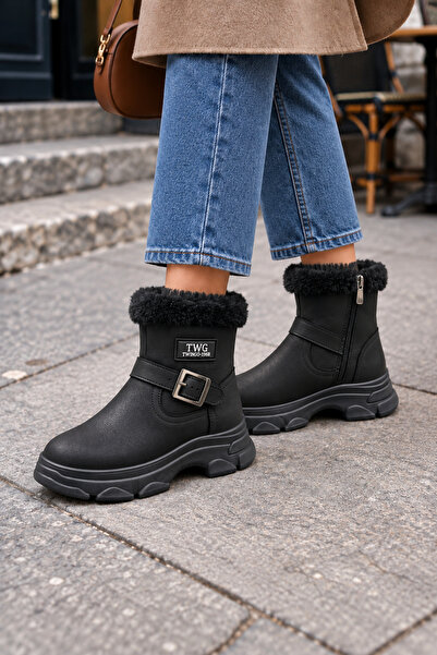 Twingomax Γυναικείες χειμερινές μπότες Nubuck με επένδυση από γούνα, αντιολισ...