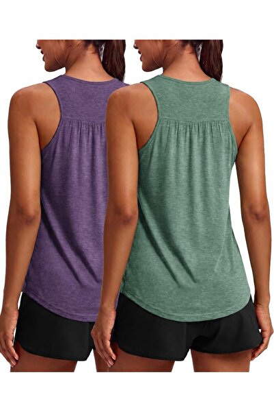 GENERAL PINSPARK Workout Tank Tops Woman Yoga Shirt Racerback Loose Athletic ...
