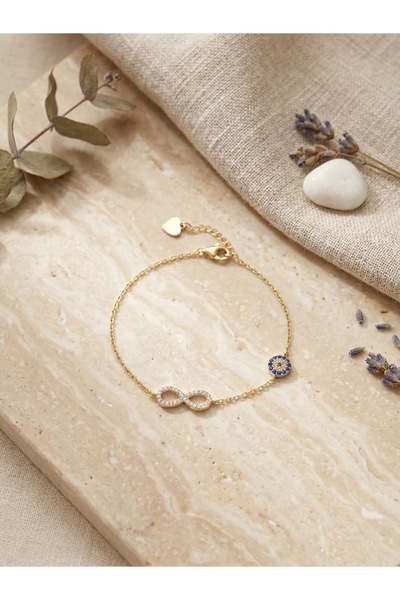 Peach Jewelry Peach Jewerly Βραχιόλι Από Ασήμι 925 Ματάκι-Άπειρο Επιχρυσωμένο...