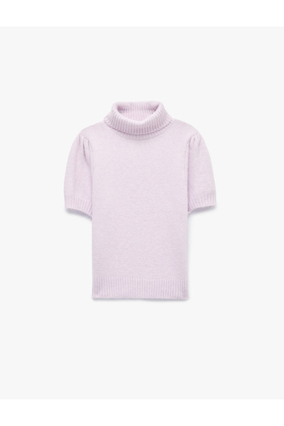 Koton Boxy Fit Dik Yaka Kısa Kollu Peluş Kazak