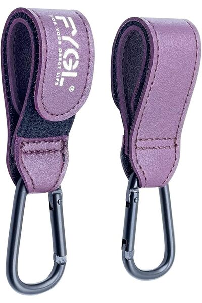 GENERAL Hooks for Baby Strollers - Leather Clips for Strollers, Black Color (...