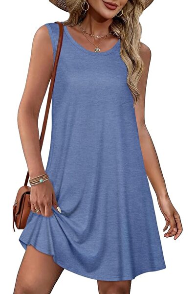 GENERAL elescat Summer Dresses for Women Casual Sleeveless Tshirt Beach Flowy...