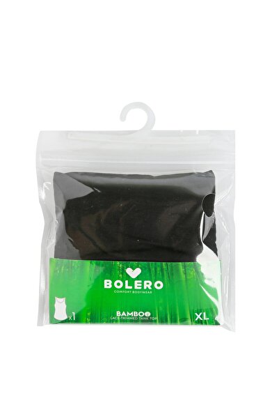 Bolero Tricou negru din bambus cu detalii din dantelă pentru femei, 95% bambus și 5% elastan