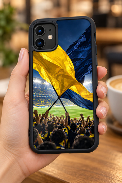 BGAKSESUAR iPhone 11 Uyumlu İki Bayrak Tek Tribün Desenli Kamera Korumalı Dar...