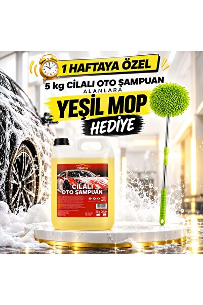 tito car Cilalı Oto Şampuan 5 lt + Yeşil Mop Hediyeli
