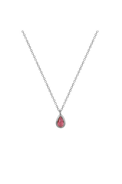 Peach Jewelry Κολιέ από Ασήμι 925 με Συνθετική Πέτρα Ρουμπίνι
