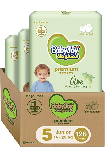 BabyJoy حفاضات أوليف تيب، مقاس 5، جونيور، 14-23 كجم، صندوق ضخم، 126 حفاضة