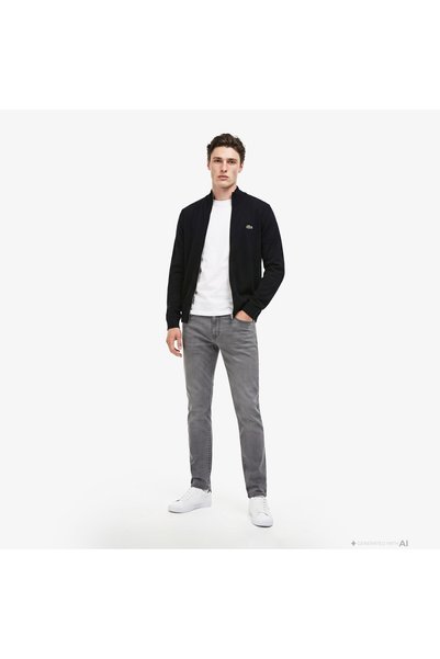 Lacoste Erkek Slim Fit Gri Jean Pantolon