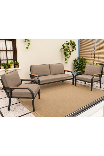 EA HOME ROYALE COMFORT LÜX FİTİLLİ bahçe takımı minder seti 2+1+1 60x60 60x12...