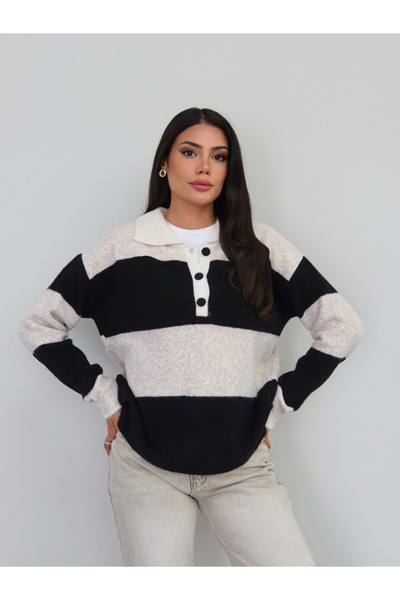 ESRAHELVACI Striped Long Sleeve Soft Sweater