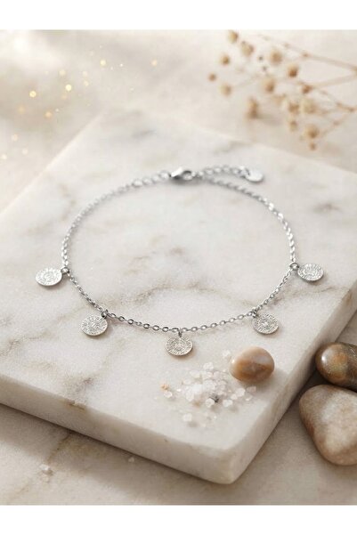 Peach Jewelry Peach Jewerly Αλυσίδα Ποδιού Από Ασήμι 925 Με Κρεμαστά Στοιχεία...