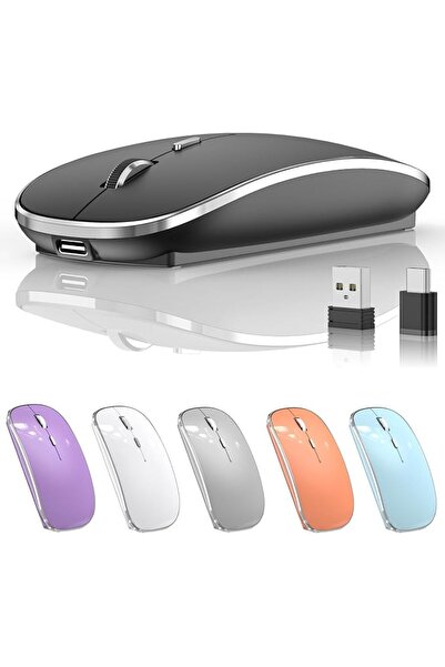 GENERAL فأرة لاسلكية هالبيلت قابلة للشحن، محمولة وصامتة، تعمل بمنفذ USB-A وTy...