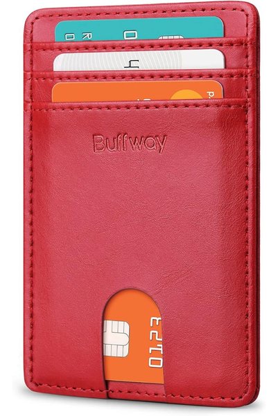 Buffway محفظة رجالية نحيفة مزودة بتقنية حجب RFID، محفظة جلدية صغيرة للرجال مع...